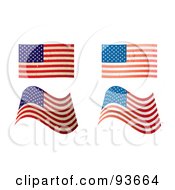 Poster, Art Print Of Digital Collage Of Four Distressed And Faded Usa Flags