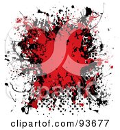 Royalty Free RF Clipart Illustration Of A Black And Red Blood Splat With Halftone On White