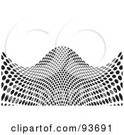 Black And White Background With A Wave Of Halftone Dots And A Bulge