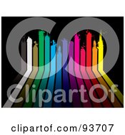 Royalty Free RF Clipart Illustration Of Colorful Grungy Paint Lines Turning Upwards Over Black by michaeltravers