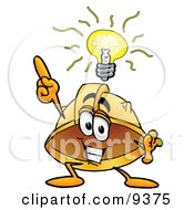 Clipart Picture Of A Hard Hat Mascot Cartoon Character With A Bright Idea
