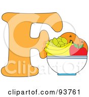Royalty Free RF Clipart Illustration Of A F Is For Fruit Learn The Alphabet Scene by Maria Bell
