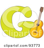 Royalty Free RF Clipart Illustration Of A G Is For Guitar Learn The Alphabet Scene by Maria Bell