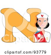 Royalty Free RF Clipart Illustration Of A N Is For Nurse Learn The Alphabet Scene by Maria Bell