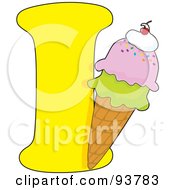Royalty Free RF Clipart Illustration Of An I Is For Ice Cream Learn The Alphabet Scene by Maria Bell