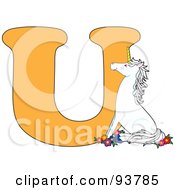 Poster, Art Print Of U Is For Unicorn Learn The Alphabet Scene
