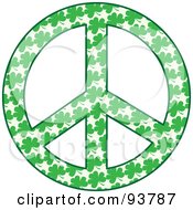 Peace Symbol Made Of Green Shamrock Clovers