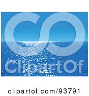 Royalty Free RF Clipart Illustration Of A Background Of Sunlight Bouncing Off Of Blue Ocean Water Under A Clear Blue Sky