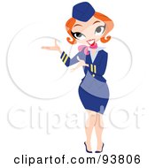 Friendly Stewardess Woman Directing The Way