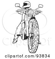 Poster, Art Print Of Black And White Outline Of A Motorcycle Biker - 2