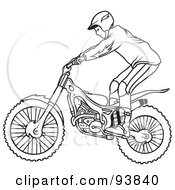 Poster, Art Print Of Black And White Outline Of A Motorcycle Biker - 3
