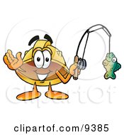 Poster, Art Print Of Hard Hat Mascot Cartoon Character Holding A Fish On A Fishing Pole