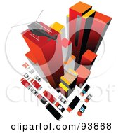 Royalty Free RF Clipart Illustration Of A Helicopter Landing Atop A Skyscraper Emergency Vehicles On The Ground