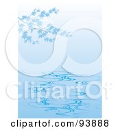 Royalty Free RF Clipart Illustration Of A Rippled Reflection Of Leaves Over Blue Water