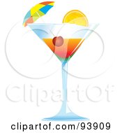 Royalty Free RF Clipart Illustration Of A Cocktail Umbrella And Cherry In A Tropical Alcoholic Beverage by toonster