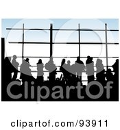 Royalty-Free (RF) Clipart Illustration of Silhouetted People Against Windows In An Airport Lounge by toonster #COLLC93911-0117