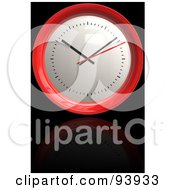 Poster, Art Print Of 3d Round Red Clock Over Reflective Black