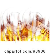 Royalty Free RF Clipart Illustration Of A Flaming Ben Franklin Face On Money by Arena Creative