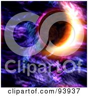 Flare Behind A Planet In Purple Space