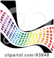 Poster, Art Print Of Wave Of Rainbow Colored Squares On Black