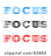 Poster, Art Print Of Blue Black And Red Blurred Focus Words On White