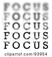 Royalty Free RF Clipart Illustration Of Five Lines Of Blurry And Clear Focus Words On White by Arena Creative