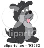 Royalty Free RF Clipart Illustration Of A Chubby Black And Gray Puppy Dog Sitting