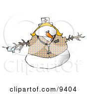 Poster, Art Print Of Medical Nurse Snow Woman Wearing A Stethoscope