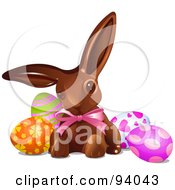 Poster, Art Print Of Chocolate Bunny With Easter Egg Candy
