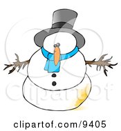 Poster, Art Print Of Snowman With A Patch Of Pee On Him