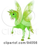 Poster, Art Print Of Magical Green Winged Unicorn
