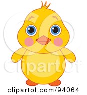 Poster, Art Print Of Cute Blushing Yellow Chick With Big Blue Eyes