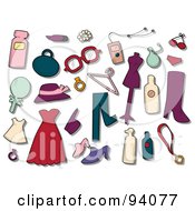 Royalty Free RF Clipart Illustration Of A Digital Collage Of A Group Of Fashion Icons And Items