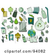 Poster, Art Print Of Digital Collage Of A Group Of Recycle Icons And Items