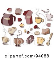 Royalty Free RF Clipart Illustration Of A Digital Collage Of A Group Of Coffee Icons And Items by BNP Design Studio