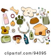 Digital Collage Of A Group Of Canine Icons And Items
