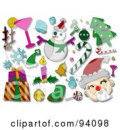 Poster, Art Print Of Digital Collage Of A Group Of Christmas Icons And Items