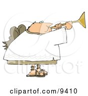 Balding Male Angel Playing A Horn