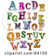 Digital Collage Of Colorfully Patterned Capital Alphabet Letters