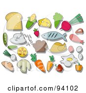 Digital Collage Of A Group Of Nutrition Icons And Items