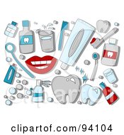 Royalty Free RF Clipart Illustration Of A Digital Collage Of A Group Of Dental Icons And Items