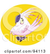 Poster, Art Print Of Chubby Pink Parrot Bird In A Yellow Circle