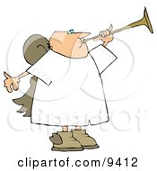 Bald Male Angel Playing A Horn