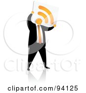 Poster, Art Print Of Orange Faceless Businessman With An Rss Head