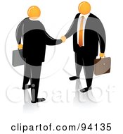Orange Faceless Businessmen Shaking Hands