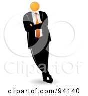 Poster, Art Print Of Orange Faceless Businessman Leaning To The Left