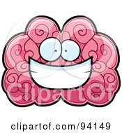 Royalty Free RF Clipart Illustration Of A Brain Face Smiling by Cory Thoman