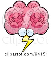 Royalty Free RF Clipart Illustration Of A Brain Face Storm With Lightning by Cory Thoman
