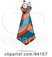 Royalty Free RF Clipart Illustration Of An Orange And Blue Striped Tie Face by Cory Thoman