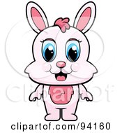 Royalty Free RF Clipart Illustration Of A Cute Standing Pink Bunny With Big Blue Eyes